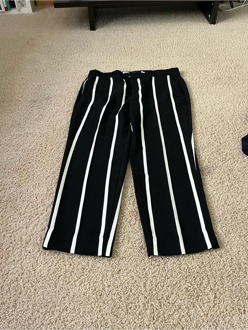Black and white vertical Striped Avery pants never worn